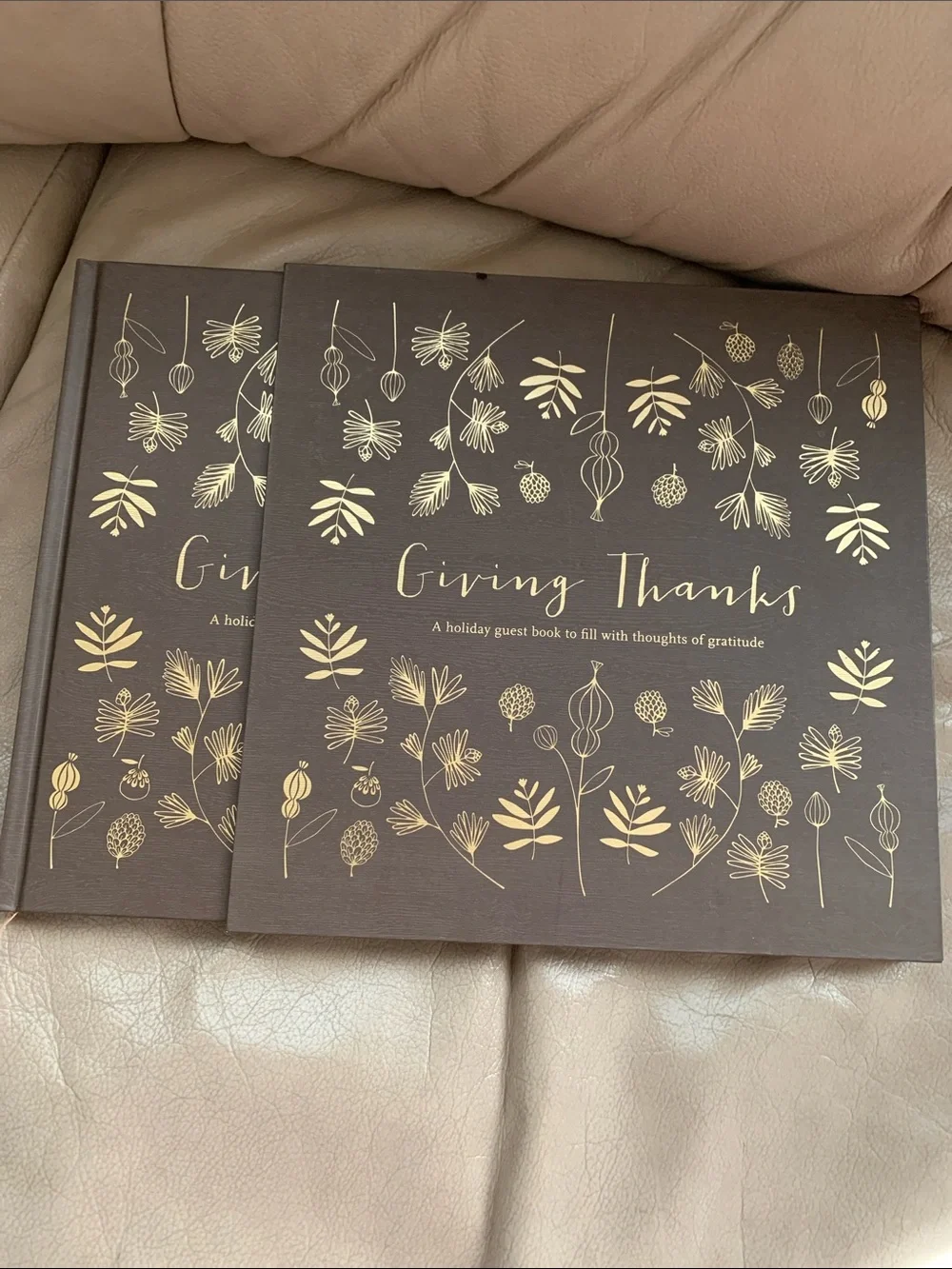 Giving Thanks Holiday Guest Journal — Brown with Gold Foil Accents